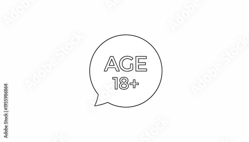 Age 18 Plus Symbol in Speech Bubble, Adult Content Warning, Restricted Access
