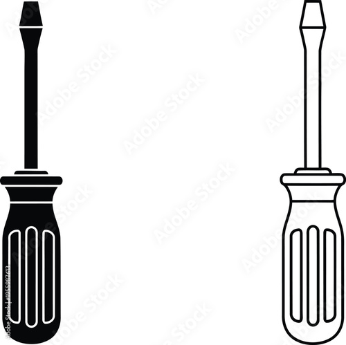 Black and white screwdrivers Vector