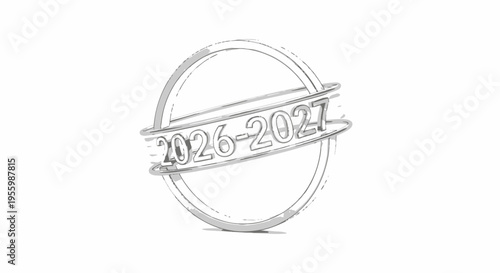 2026-2027 Year Stamp Seal, Circular Emblem, Future Planning, Time Period
