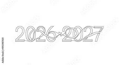 2026-2027 Year Transition Arrow Flowing Line Art Design