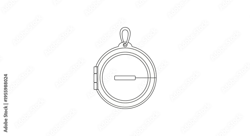 Obraz premium Vintage Pocket Compass with Hanging Loop, Nautical Navigation Tool