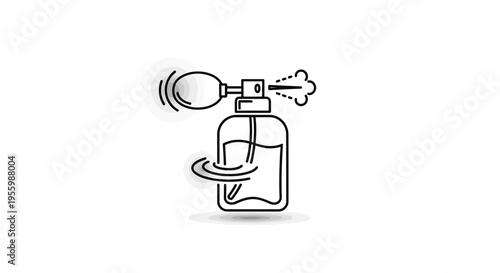 Vintage Perfume Bottle Spraying Fragrance Mist, Elegant Atomizer Icon