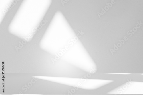 Wall interior background, studio and backdrops show products.with shadow from window color white and grey. background for text insertion and presentation product