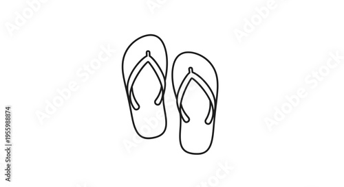Simple Line Drawing of Flip Flops on White Background