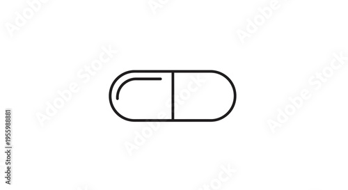 Simple line icon of a capsule pill on a white background