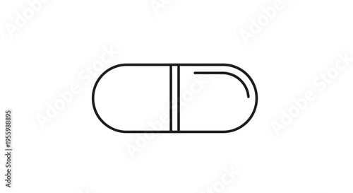 Simple Line Icon of a Pharmaceutical Capsule or Pill on White Background