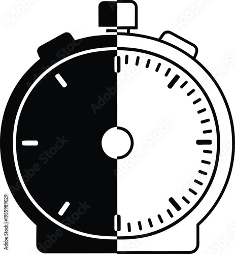 Stopwatch time icon black white Vector