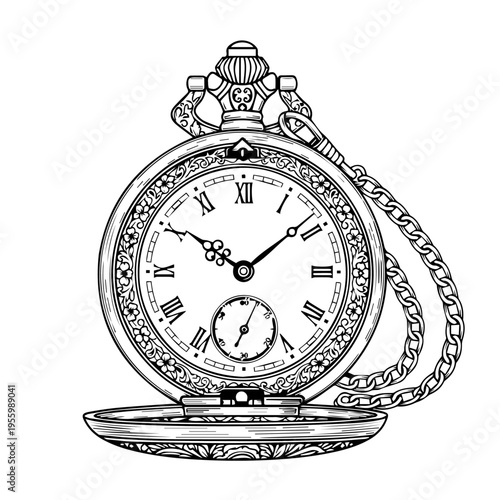 Elegant antique pocket watch with ornate jeweled case and hanging chain.