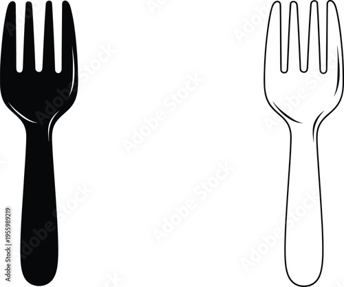 Black and white forks Vector