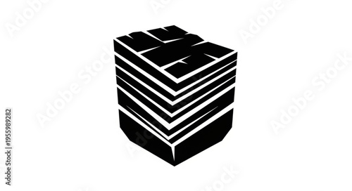 Abstract black and white geometric block structure illustration.