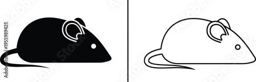 Black and white mice with headphones on Vector