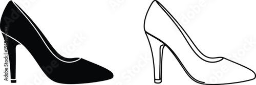 Black and white high heel shoes Vector