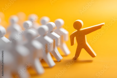 leader pointing forward direction future planning concept bright composition