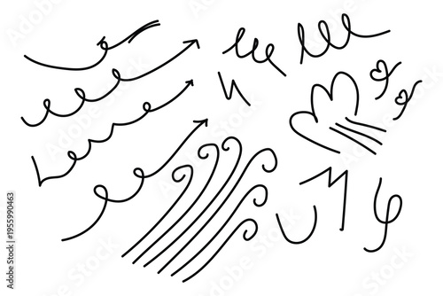 Abstract calligraphic drawing with swirling lines and symbols