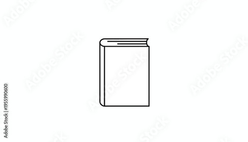 Simple Line Art Icon of a Closed Book, Minimalist Design