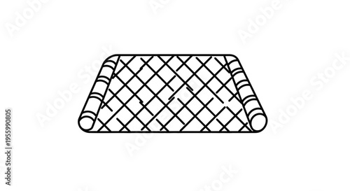 Rolled Up Soccer Goal Net, Sports Equipment, Outdoor Game Field Accessory, Vector Line Art