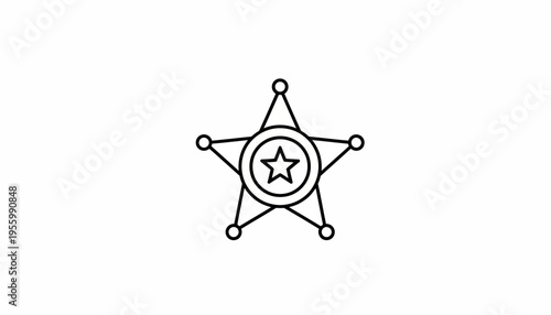 Sheriff Star Badge Icon Outline Vector Illustration