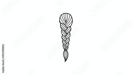 Simple Black and White Illustration of a Braided Hairstyle