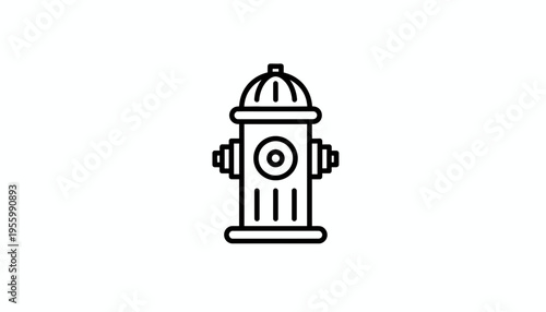 Simple black and white line icon of a fire hydrant on a white background