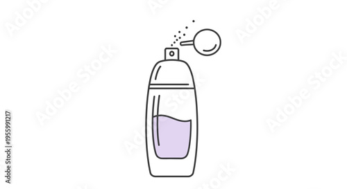 Perfume Bottle Spraying Fragrance Mist, Minimalist Line Art Icon