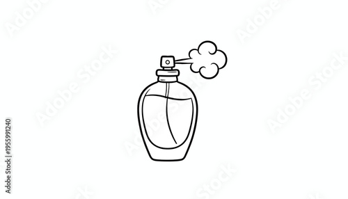 Perfume Bottle Spraying Mist - Minimalist Line Art Icon