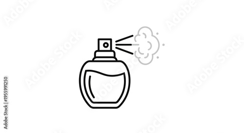 Perfume Bottle Spraying Mist Icon - Minimalist Line Art