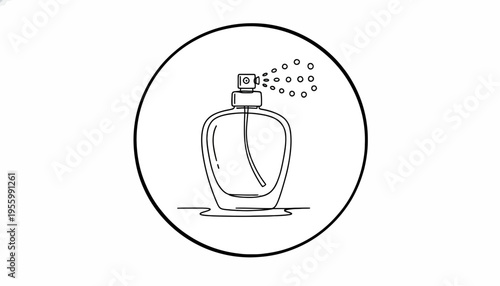 Perfume Bottle Spraying Mist - Minimalist Line Art Icon