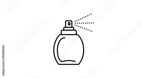 Perfume bottle spraying mist, elegant design, beauty and fragrance icon