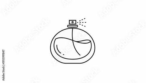 Perfume Bottle Icon Spraying Fragrance, Minimalist Line Art Design