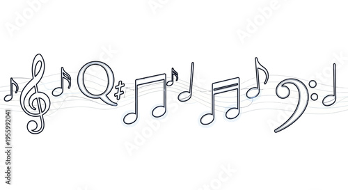 Musical Notes and Symbols on Staff Lines - Music Concept