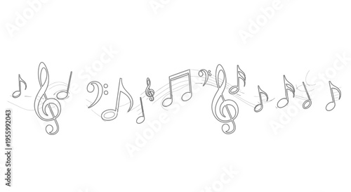 Musical Notes and Symbols on White Background - Elegant Music Concept