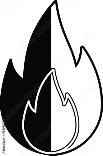 Fire flame icon black white Vector