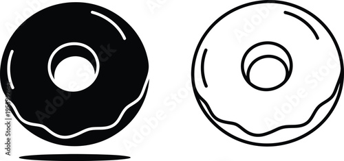 Donut illustrations black and white Vector