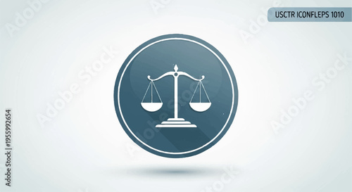 Vector law scale icon in blue circle