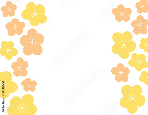水彩風のかわいい花フレーム素材　黄色