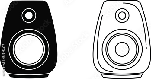 Black and white speakers illustration Vector