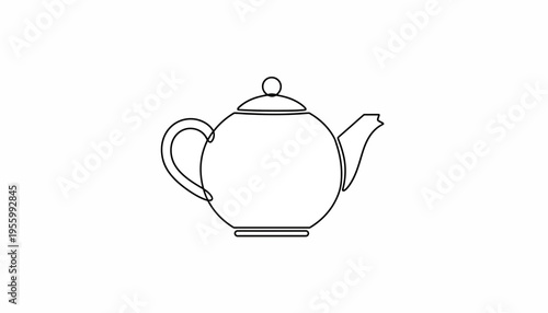Minimalist Line Art Teapot Icon, Simple Outline Drawing of a Classic Teapot
