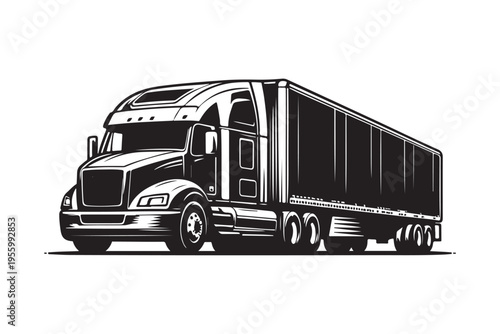 Modern semi-trailer truck icon for delivery and trucking business.