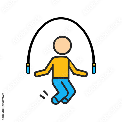 Jump rope icon, fitness and exercise flat illustration