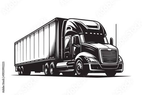 Modern semi-trailer truck icon for delivery and trucking business.