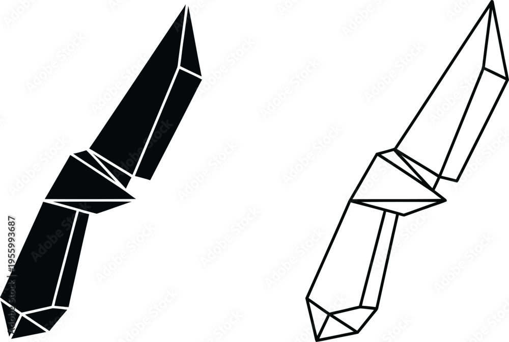Fototapeta premium Crystal healing black and white line art gemstones Vector