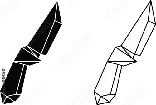 Crystal healing black and white line art gemstones Vector