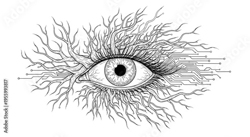 Detailed illustration of a human eye.