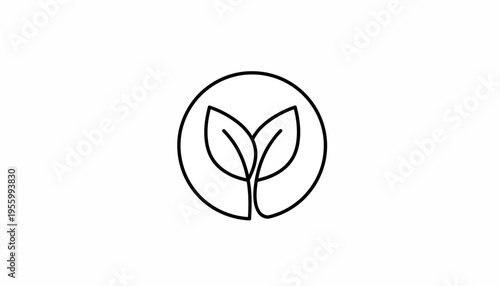 Minimalist line art icon of a sprouting plant inside a circle, representing growth and nature.