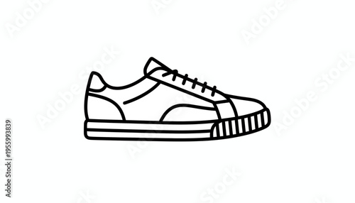 Minimalist Line Art Icon of a Sneaker Shoe, Simple Vector Graphic for Footwear Brands