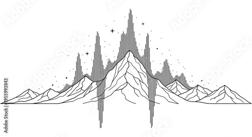 Mountain Range Landscape Silhouette Illustration.