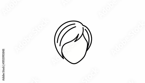 Minimalist Line Art Icon of a Woman's Short Hairstyle