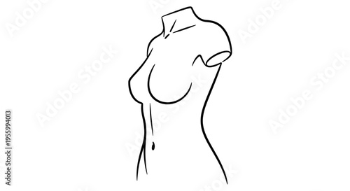 Minimalist Female Torso Line Art Illustration, Elegant Body Outline