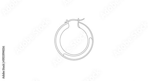 Minimalist Hoop Earring Line Art Icon