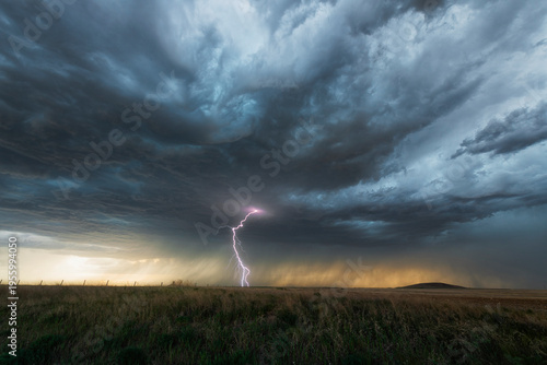 Storm clouds with lightning bolt